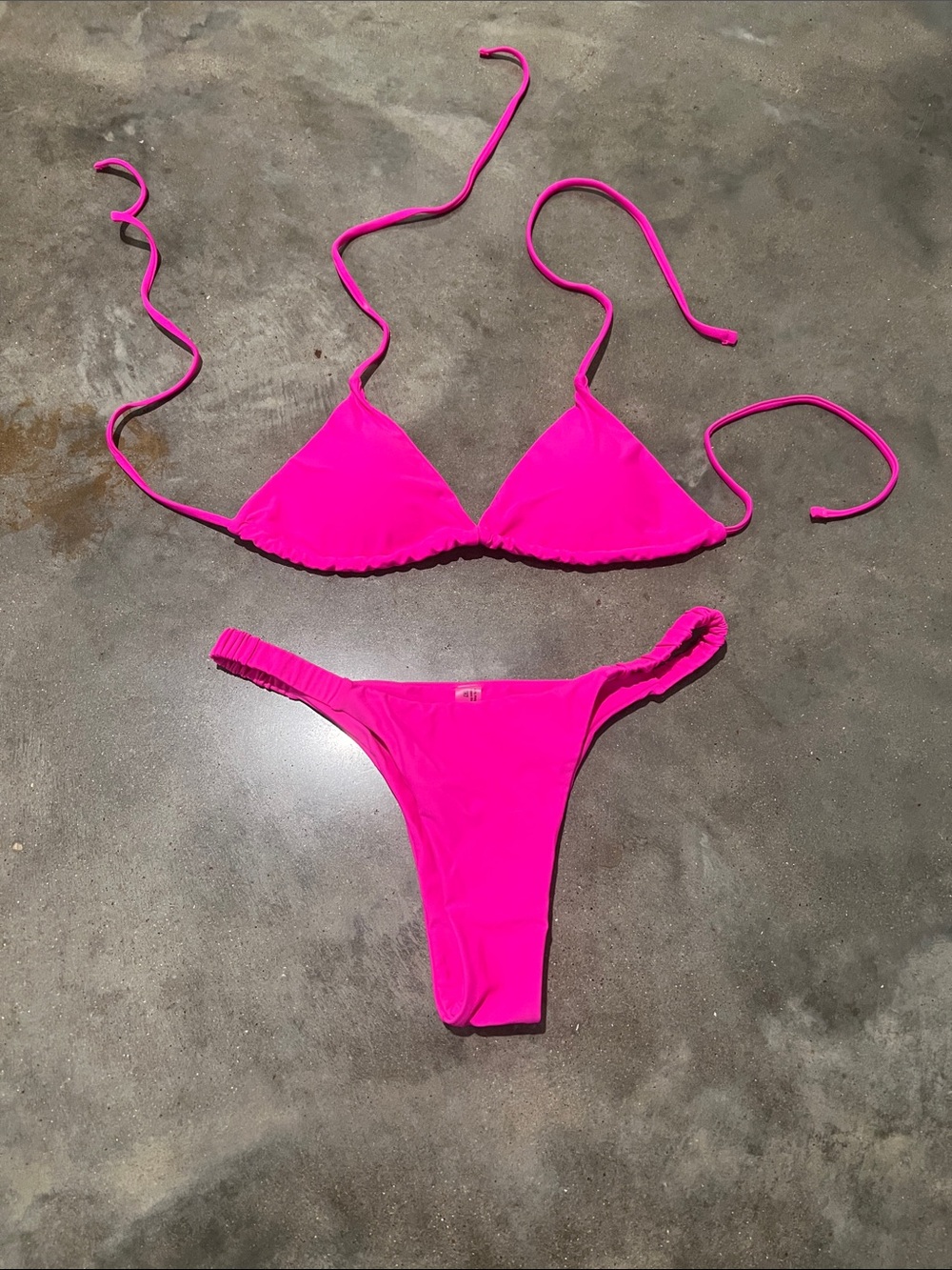 Hot Pink Triangle String Bikini Set